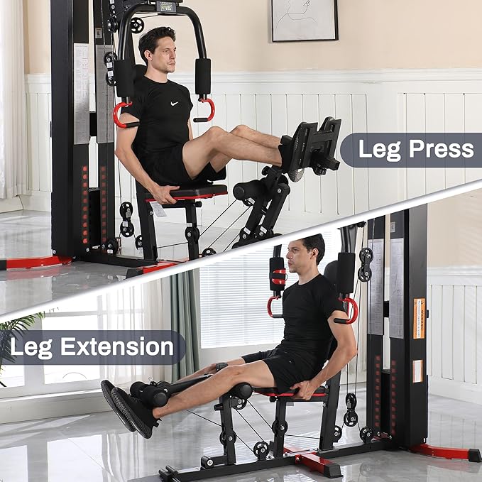 Home Gym, Workout Equipment with Leg Press, Exercise Equipment for Home with Pulley System, Home Gym Equipment for Full Body Strength Training, Preacher Curl and Leg | Multiple Styles