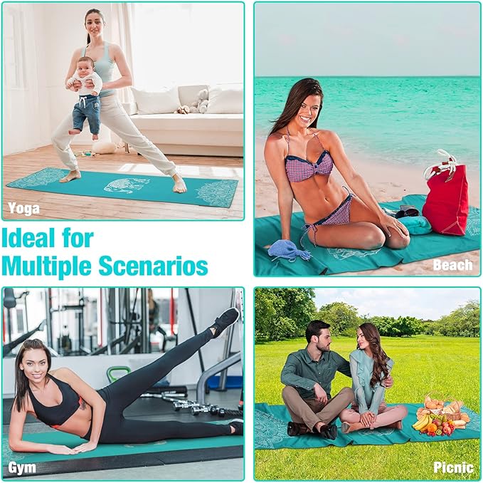 MoKo Yoga Towel, Non Slip Hot Yoga Blanket Printing Pattern Quick Dry with Corner Pocket for Bikram, Pilates, Gym Workout, Outdoor Picnic