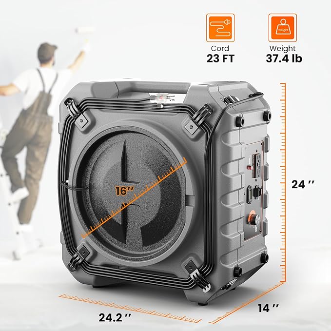 Abestorm HEPA Air Scrubber with 3 Stage Filtration System, Industrial Commercial Air Purifier for Damage Restoration, Stackable Negative Air Cleaner Machine, Airflow Max 550 CFM, S3