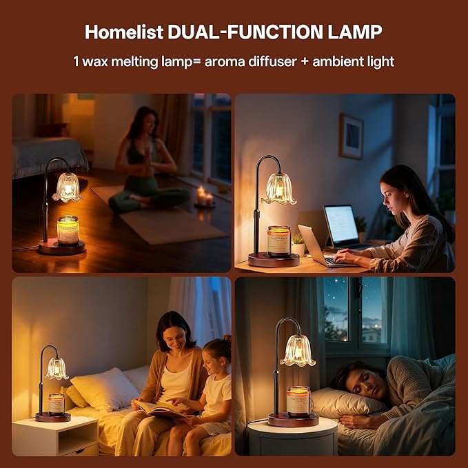Dimmable Candle Wax Warmer, Homelist Candle Warmer Lamp with Timer for New Home, Mondern Warmers Flower Lamp, House Warming Gifts for Sister, Women, Mom, Girlfriend, Couple