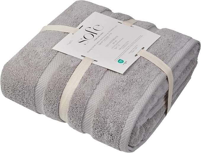 SOFE H&L | Olea Luxury Turkish Cotton Bath Towel Set of 1 : 1 Jumbo Bath Towel Cool Gray | Premium, Soft, Durable, Absorbent | XL Bath Towels Oversized