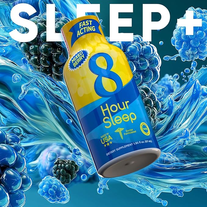 Vitamin Energy 8-Hour Sleep Shot Mixed Berry 12 Pack, Melatonin, 5-HTP, GABA, Valerian, Lavender, Sleep Aid Support, Deep Rest & Relaxation, Zero Sugar, Gluten-Free, Vegan, Kosher, 1.93 fl oz