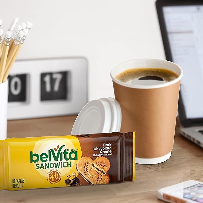 belVita Breakfast Bar Biscuit Sandwiches, Dark Chocolate Creme, 30 Total Packs, 6 Boxes (2 Biscuits Per Pack)