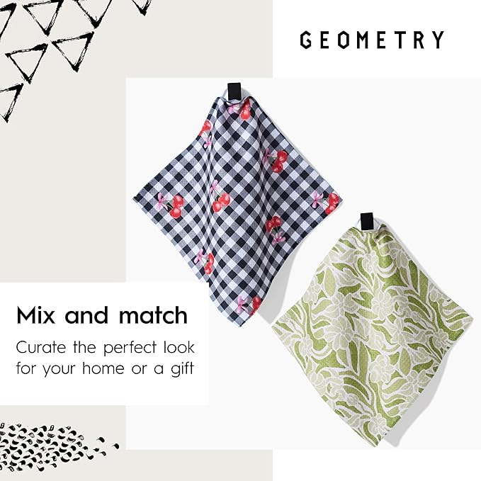 GEOMETRY Kitchen Dish Cloths - Spring & Summer Collection - Premium Dishcloths with Geoweave - Absorbent & Fast Drying Kitchen Towels - Soft Floral, 10" x 10" - 3-Pack