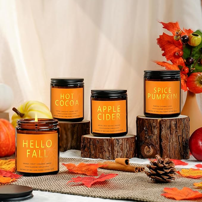 Pumpkin Spice Candle 7 Oz, Warm Pumpkin Spice & Sweet Vanilla Fall Scented Candles for Cozy Autumn Home Décor, Perfect Fall Gift for Pumpkin Lovers, 50 Hour Long Burn