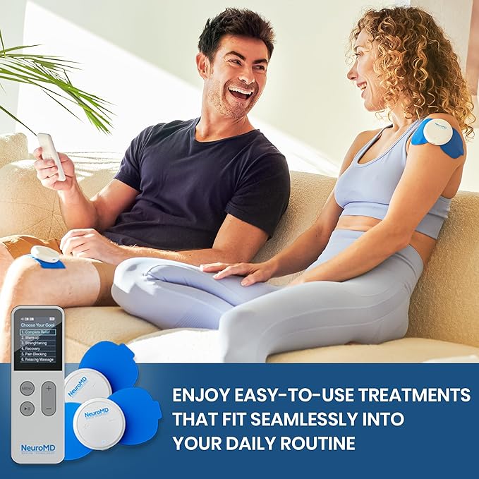 NeuroMD Wireless TENS Unit Muscle Stimulator for Pain Relief | TENS Machine with Electrode Pads | 5-Step Complete Relief Program with EMS Technology for Back Pain, Muscle Strengthening, and Sciatica