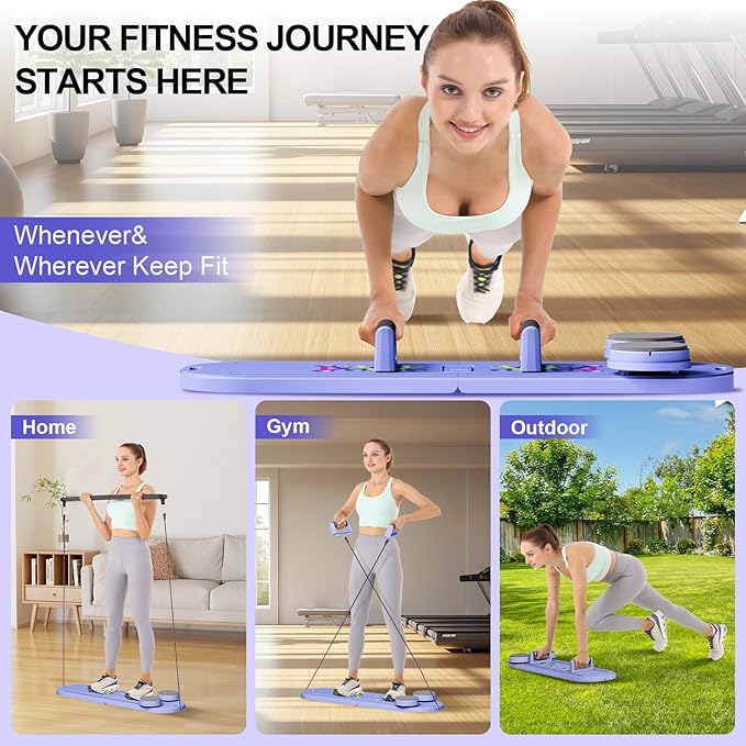 Pilates Reformer Set - Foldable Sliding Reformer, Pilates Board for Home Workout, Portable Abdominal Core Trainer Pilates Reformer Board - Full Body Workout Equipment for Home