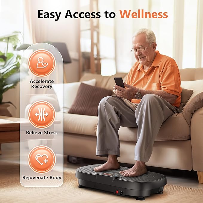 FEIERDUN Vibration Plate Exercise Machine – Whole Body Vibration Platform for Weight Loss & Lymphatic Drainage, Home Fitness Trainer with Remote & Resistance Bands