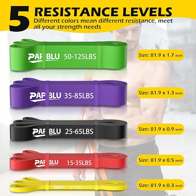 Pull Up Bands, Resistance Bands Set for Pull-Up Assistance, Exercise Bands with Door Anchor & Grip Pads for Men & Women Working Out, Physical Therapy, Muscle Training