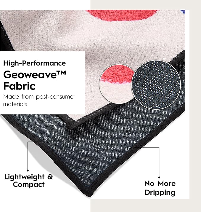 GEOMETRY Micro-Loop Beach Towel – Spring & Summer Collection – Quick-Dry, Sand-Resistant, Ultra-Absorbent Compact Towel for Beach & Travel (Cherry Slush)