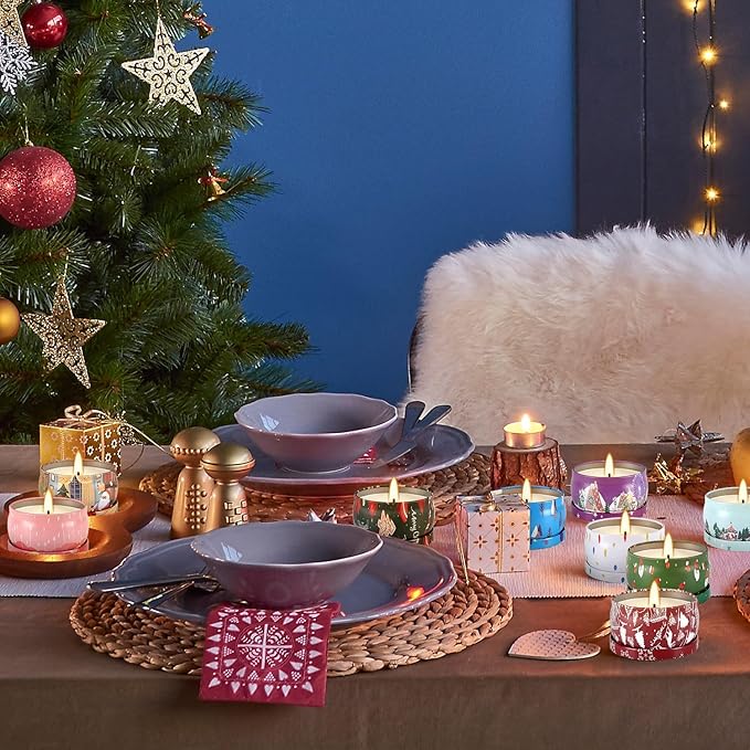 36 Packs Christmas Scented Candles, 2.5oz Smokeless Clean Burning Soy Wax Candles for Home Decor, Festive Gifts & Holiday Ambiance