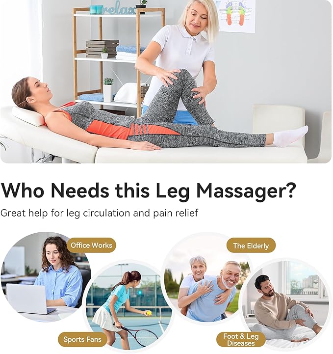 FIT KING Full Leg Massager with Heat, Air Compression Massager for Foot Calf & Thigh Muscle Relaxation and Recovery, Helpful for Pain Relief,Swelling, Edema and RLS