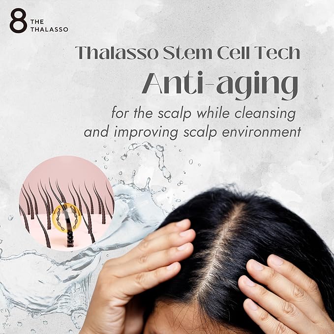 8 THE THALASSO Natural Shampoo & Conditioner Set for Women, Detangling & Itchy Scalp Shampoo for Men by Tea Tree, Peppermint, Ceramide & Collagen in Japan, Sulfate Free 32.16 Fl Oz OILY HAIR