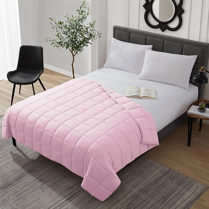 L'AGRATY Weighted Blanket - 36"x48" 5lbs Cooling Breathable Microfiber Material with Glass Beads Small Blanket All-Season Summer Fall Winter Soft Thick Comfort