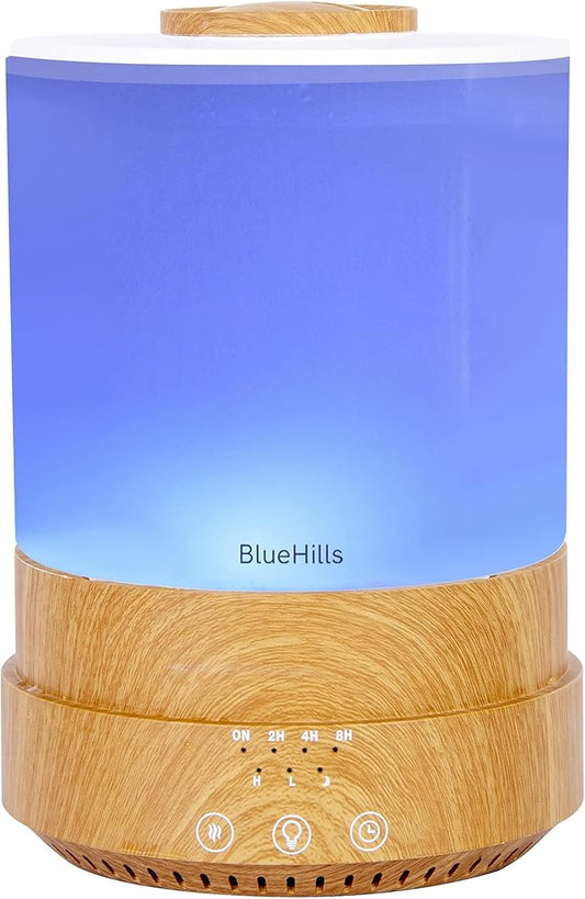 BlueHills Premium 2500 ML XL Essential Oil Diffusers for Large Room Aromatherapy Fragrance Diffuser Humidifier Combo High Mist Large air Diffuser for Essential Oils for Home Light Wood Grain F005