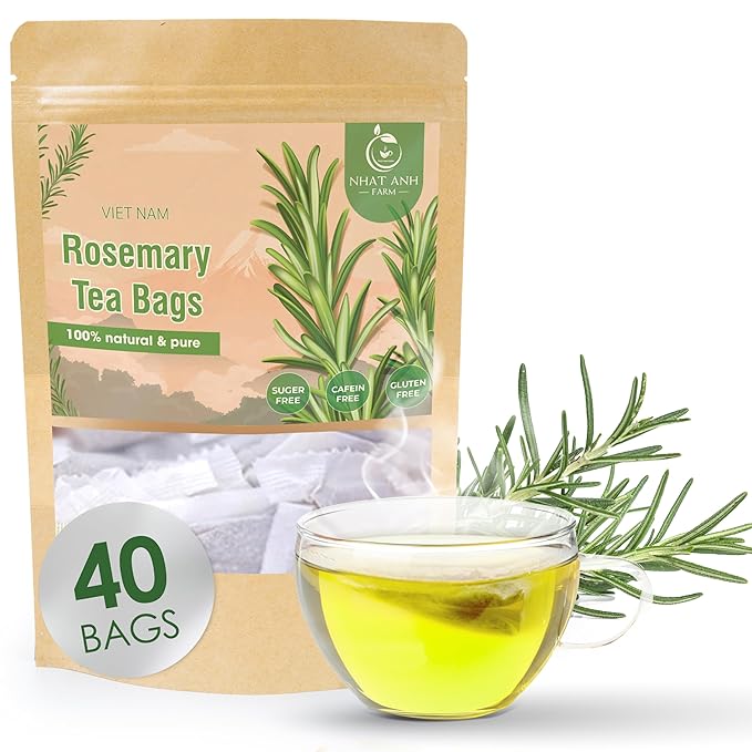 NHAT ANH FARM Premium Rosemary Tea Bags, 40 Count, 100% Natural Dried Rosemary Leaves, Naturally Sweet Herbal Tea, Sugar-Free, Caffeine-Free, No Additives