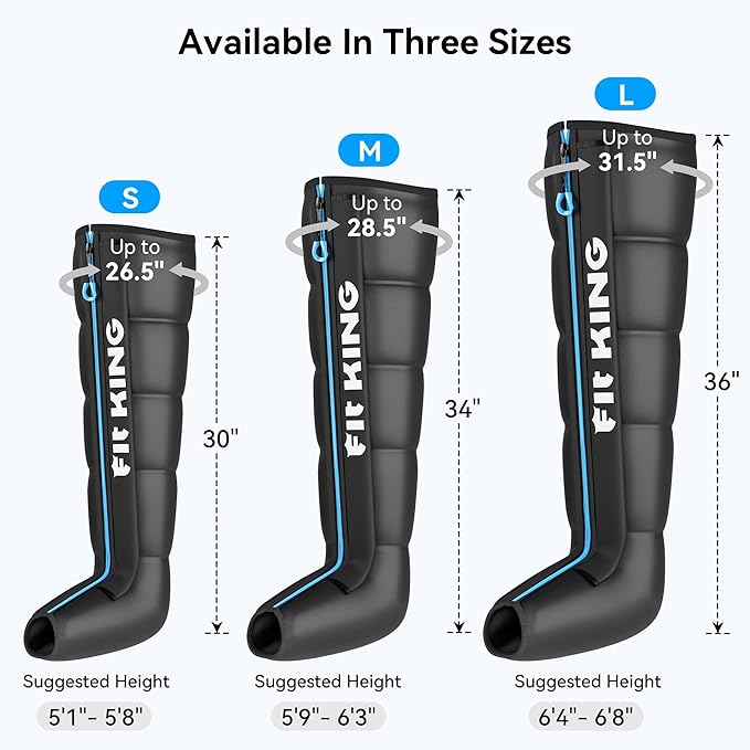 FIT KING Cordless Recovery System, Professional Air Compression Massager, Reduces Muscle Pain and Improves Circulation, Warm-up and Fast Recovery for Athletes, Customized Zone Massage Optional (Small)
