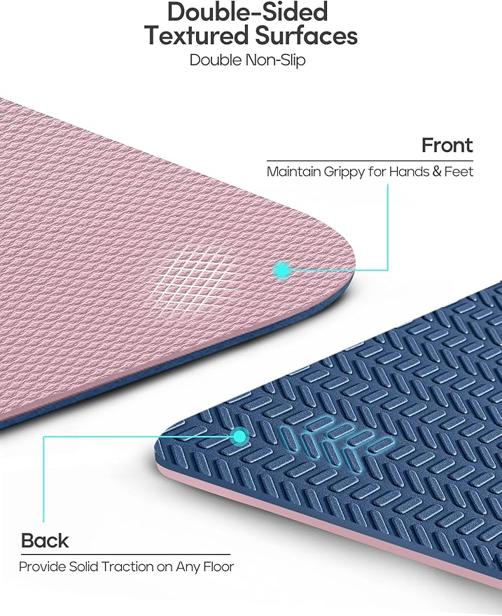 Heathyoga Eco Friendly Non Slip Yoga Mat, Body Alignment System, SGS Certified TPE Material - Textured Non Slip Surface and Optimal Cushioning,72"x 26" Thickness 1/4"
