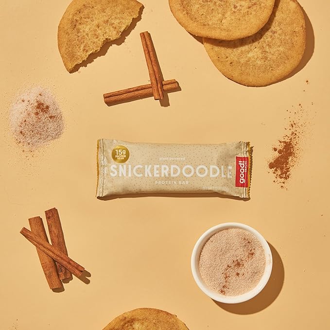 good! Snacks Snickerdoodle Vegan Protein Bar, Soy & Gluten Free, Plant Based, Low Sugar, 15g Clean Protein, Natural Healthy Superfood Snack, Kosher Friendly, For Athletes & Active Lifestyles, 12 Bars