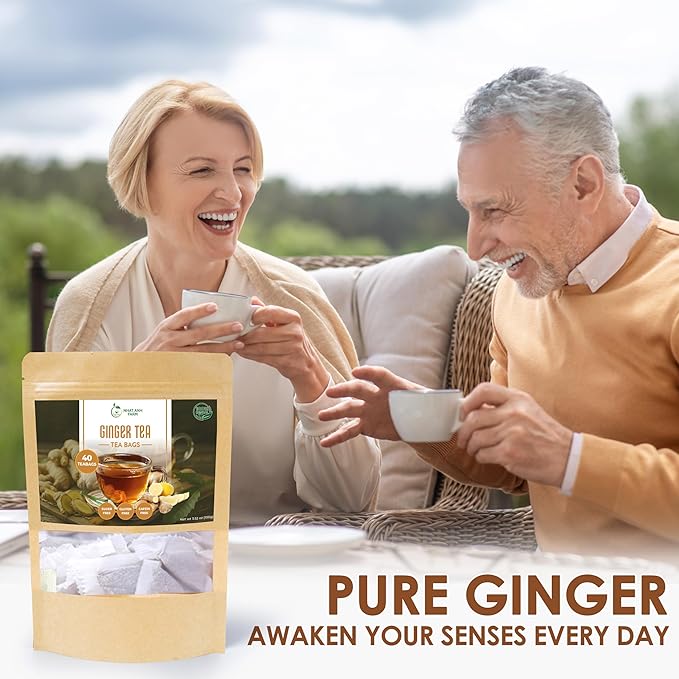 NHAT ANH FARM - Premium Ginger Tea Bags -Dried Ginger Root Tea Bags - 40 Teabags, 2.5g/bag. 100% Natural & Pure, Caffeine Free. Good for your health.