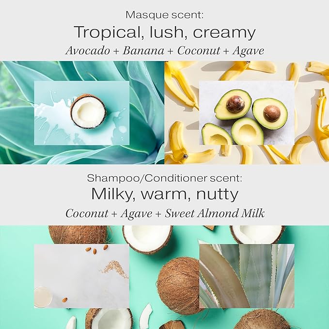 Raw Sugar Moisture Smoothie + Hair Masque Bundle - Shampoo & Conditioner for Dry Damaged Hair, Sulfate & Paraben Free