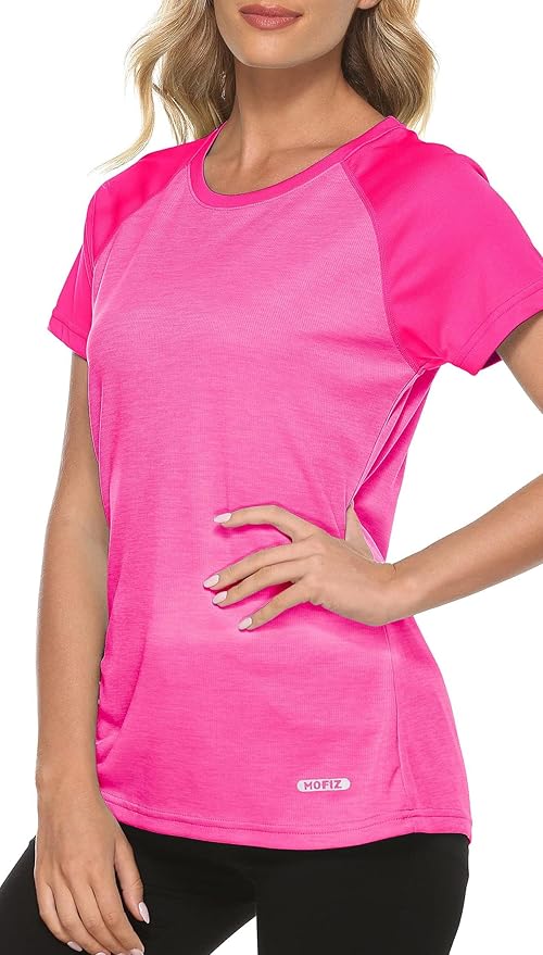 MoFiz Women's Short Sleeve UPF 50+ Sun Protection Sports T-Shirt Quick Dry Running Workout Athletic Tee Top