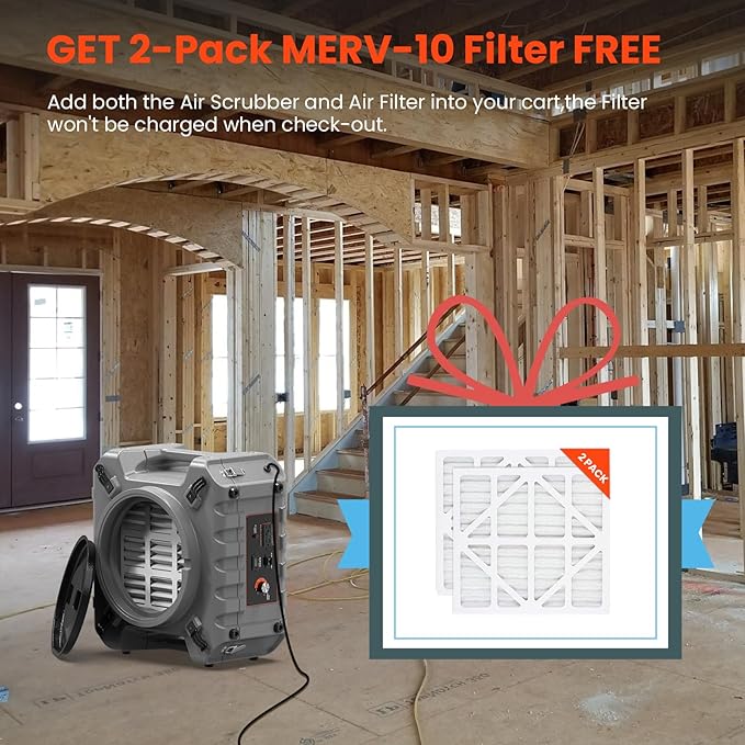 Abestorm 750 CFM Air Scrubbers with UV-C Light, Commercial HEPA Air Scrubber for Damage Restoration, Stackable Negative Air Machine with 4-Stage Filtration, S1