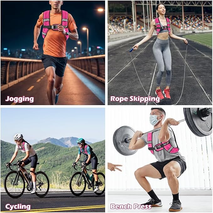 FUFF Weighted Vest Woman, 5/10/12/15/20/25/30 LB Womens Weight Vest for Walking, Strength Training Weight Vests for Female Men, Reflective Stripe Fitness Body Vest for Workout Running Jogging
