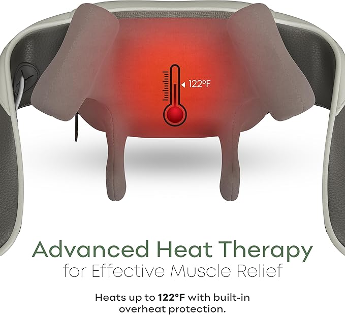Electric Shiatsu Neck and Back Massager for Pain Relief - Deep Tissue Massager w/Heat Function to Relax Muscles - Cordless Shoulder & Neck w/ 4D Kneading Heated Massage - Ideal Gift