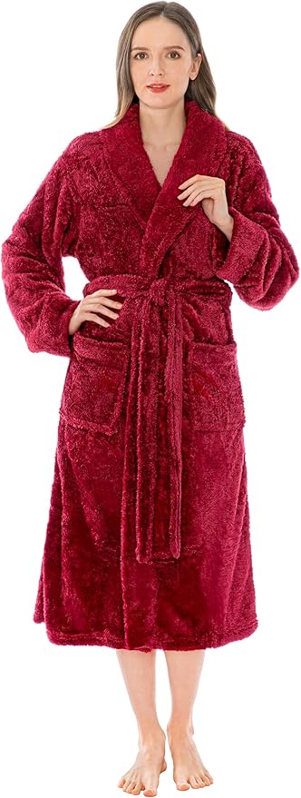 PAVILIA Premium Womens Plush Soft Robe Fluffy, Warm, Fleece Sherpa Shaggy Bathrobe
