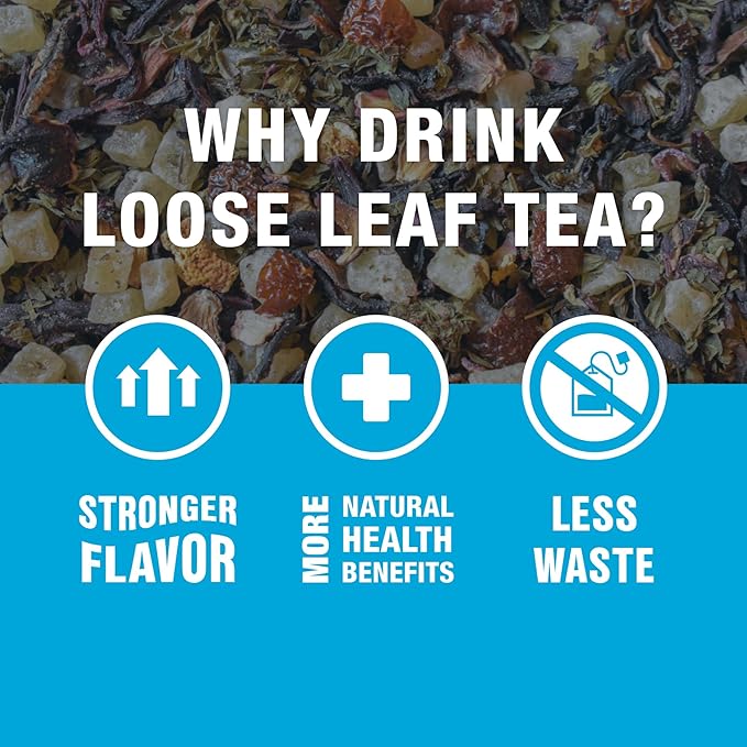 Tiesta Tea - Strawberry Lemonade, Loose Leaf, Strawberry Lemon Herbal Tea, Premium Non-Caffeinated Fruit Blend, Make Hot or Iced & Brews Up to 200 Cups, 16 Ounce Resealable Bulk Pouch