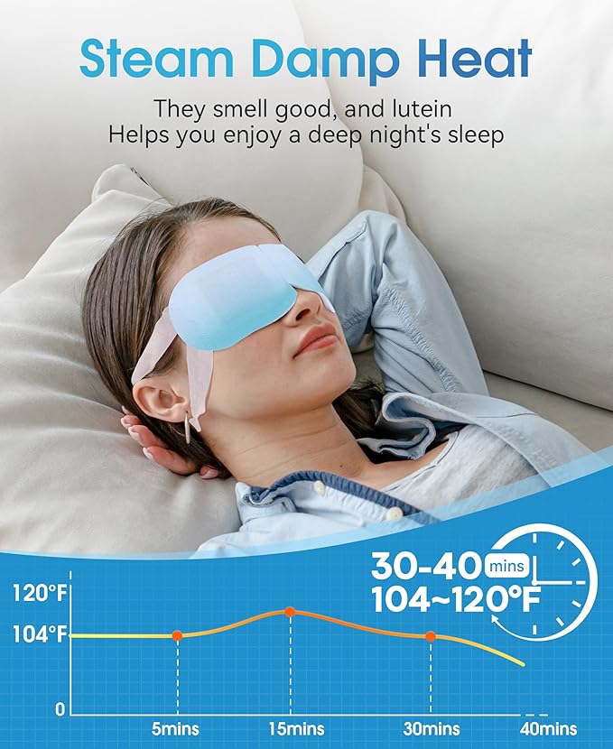 LC-dolida 14 Packs Heated Eye Mask for Dry Eyes, Hyaluronic Acid Steam Eye Steam Mask, Disposable Self Heating Eye Mask for Sleep Relieve Eye Fatigue, Suitable for Red Eyes