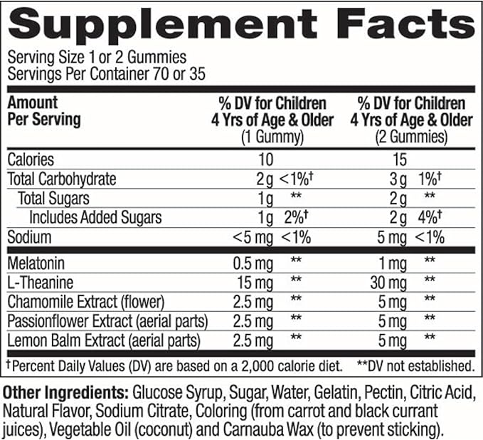 OLLY Kids Sleep Gummies, 0.5mg Melatonin, L Theanine, Chamomile, and Lemon Balm, Raspberry - 70 Count