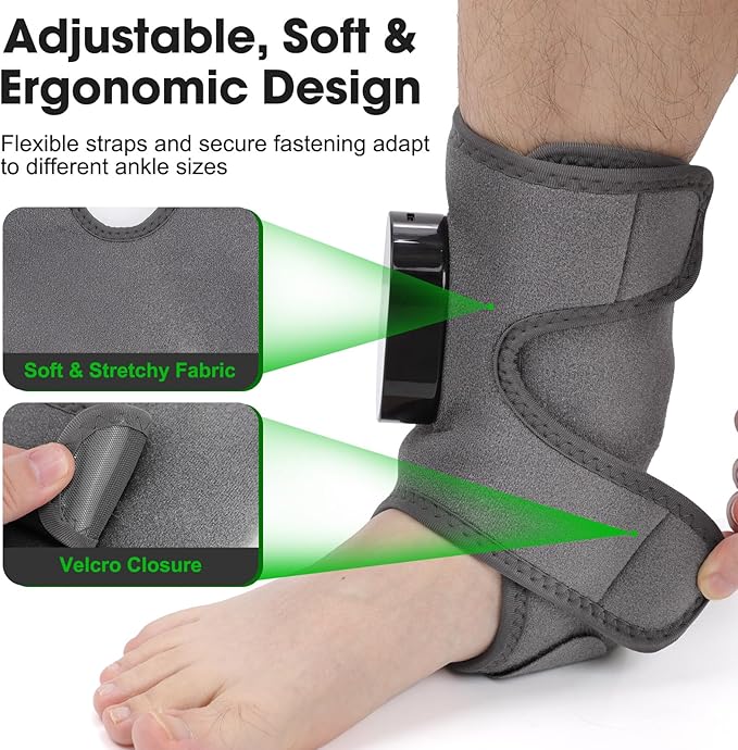 DeMoce Cordless Ankle Massager for Pain Relief, Ankle Heating Pad with Massage, Foot Massage with Heating, Foot Heel Pain Relief, Adjustable Timer, 6 Heat Levels, 3 Vibration Modes