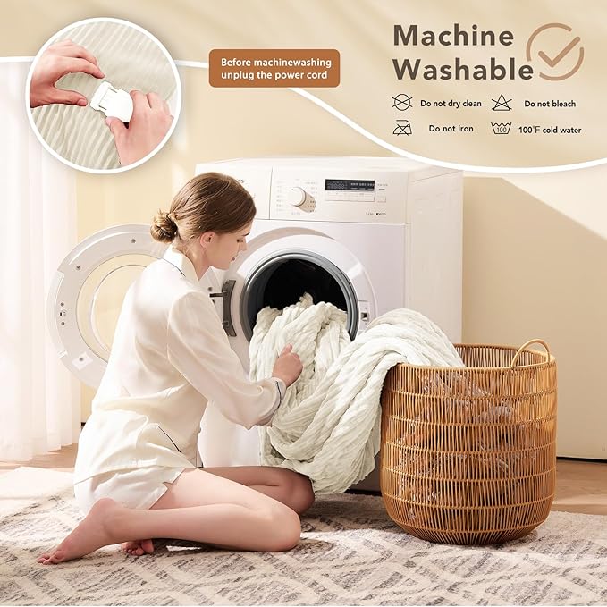 Homemate Electric Heated Blanket Full Size - 72"x84" Heating Blanket Full Size 1/2/4/6/8 Hours Auto-Off 10 Heat Level Over-Heat Protection Soft Flannel Sherpa ETL Certification