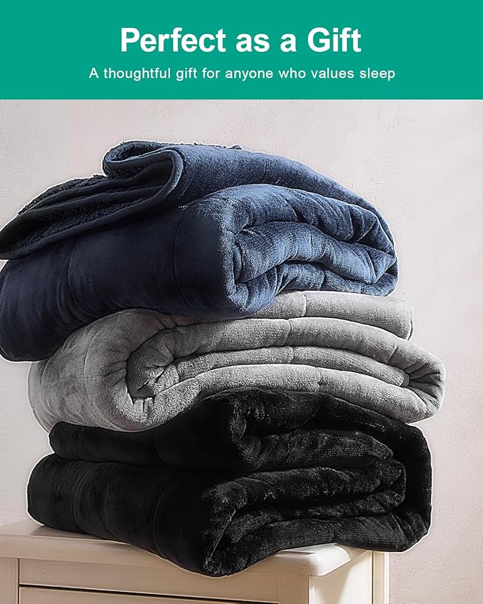 Super Fuzzy Soft Sherpa Fleece Weighted Blanket, 15 lbs Dual Sided Fluffy Heavy Weighted Blankets for Adults - No Bunching with Double Layers of Soft Inner Lining (48"x 72", 15 Pounds)