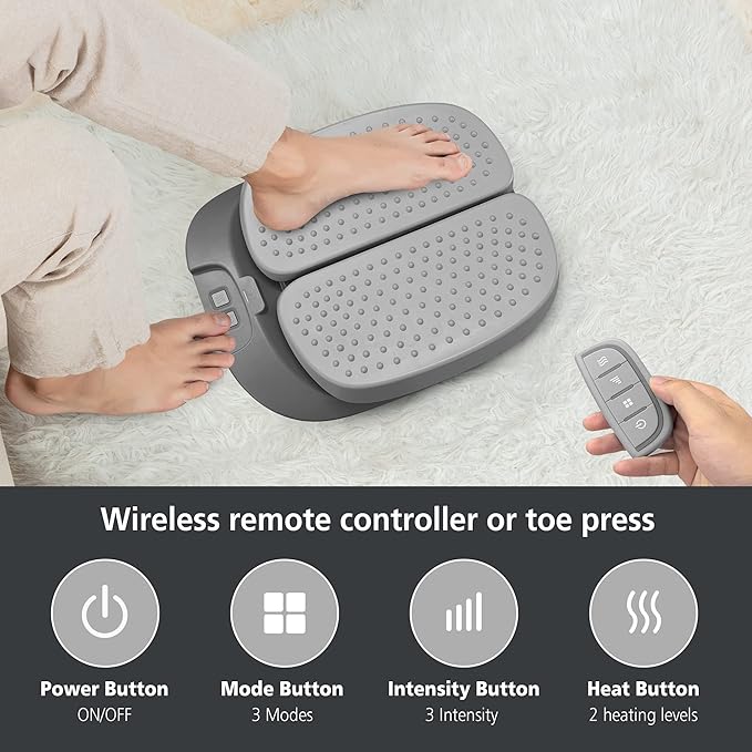 Snailax Vibration Foot Massager with Heat,Remote Control,Adjustable Vibration Speed Electric Massager Machine for Circulation,Plantar Fasciitis, Pain