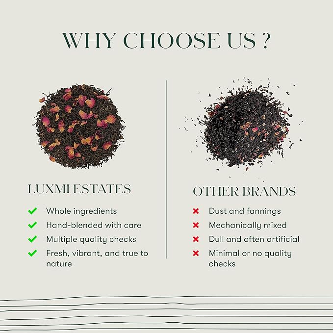 Luxmi Estates - Rooibos Chai - Organic Rooibos Tea with Spices - Loose Leaf - 100g (50 Cups), Limited Fall Tea with Cinnamon, Cardamom and Clove, Perfect for Relaxation