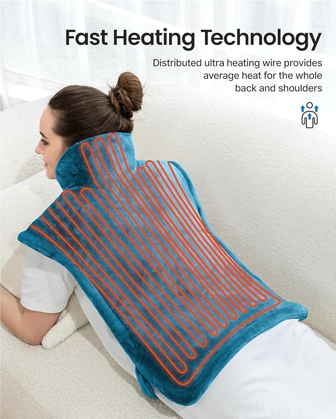 RENPHO Heating Pad for Neck and Shoulders and Back Pain Relief, Christmas Gifts for Women Men Mom, FSA Eligible HSA Store, 24"x33" Weighted Electric Large Heat Pad, Auto Shut Off, ETL Certified, Blue