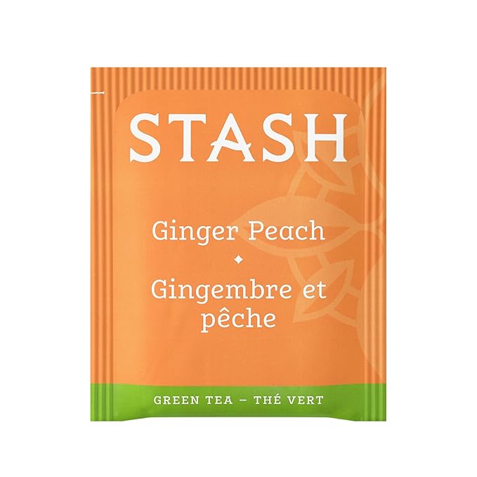 Stash Tea Ginger Peach Green Tea & Matcha Blend, Box of 100 Tea Bags (Packaging May Vary)