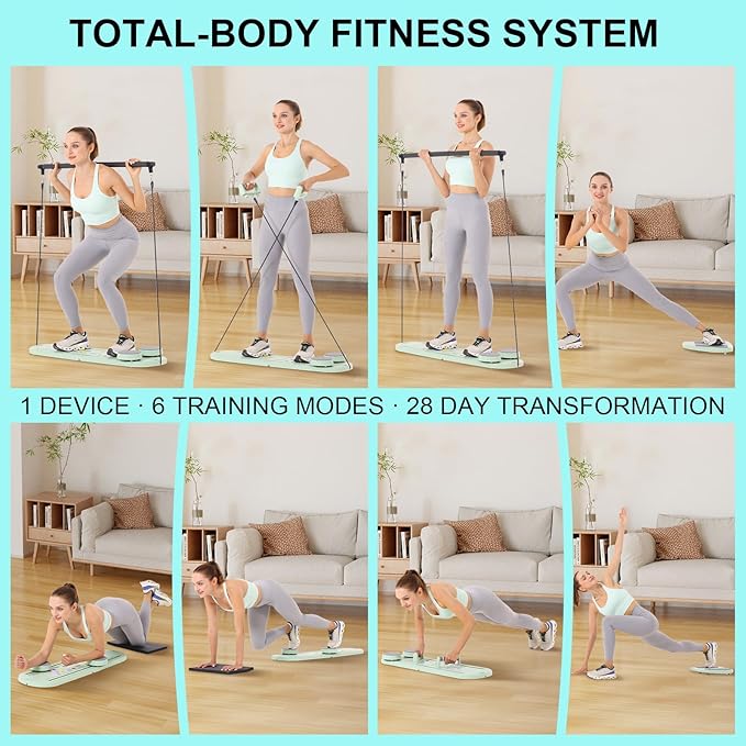Pilates Reformer Set - Foldable Sliding Reformer, Pilates Board for Home Workout, Portable Abdominal Core Trainer Pilates Reformer Board - Full Body Workout Equipment for Home
