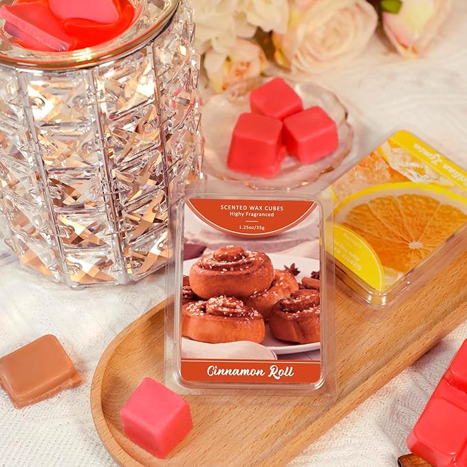 SCENTORINI Wax Melts, Fall Scented Wax Melts, 6 Pack, Cinnamon Roll, Salted Caramel Cream, Marshmallow Dreams, Sicilian Lemon, Golden Apple, Vanilla Cake