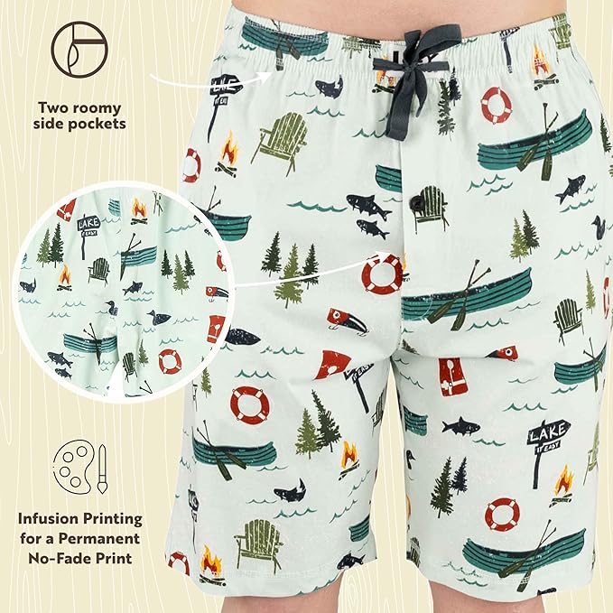 Lazy One Pajama Shorts for Men, Men's Pajama Bottoms, Sleepwear