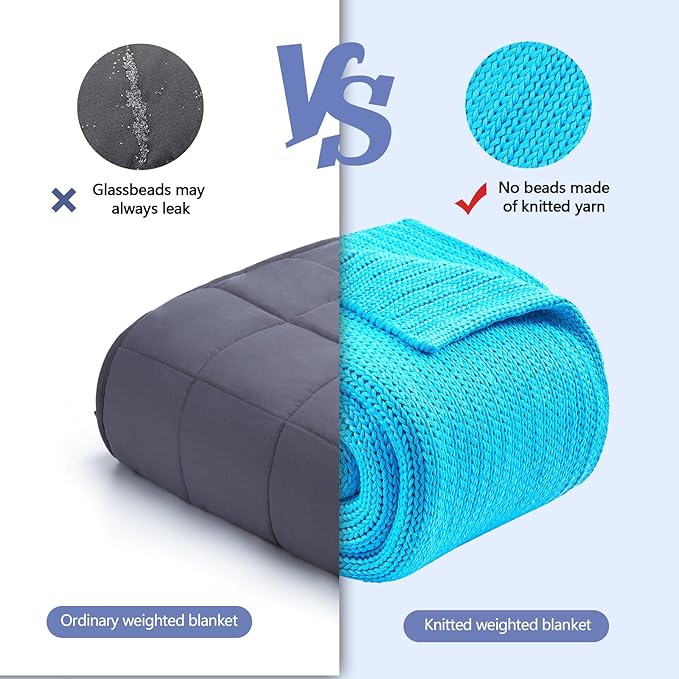 L'AGRATY Knitted Weighted Blanket - 48"x72" 20lbs Cooling Chunky Knit Heavy Blanket for Adults Braided Crochet Throw Thick Cable Yarn Knit Decorative No Beads Evenly Weighted Machine Washable