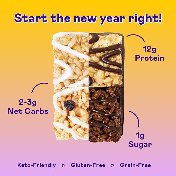 MAGIC SPOON Treats - High Protein Bars, Low Carb, Keto Friendly, Low Sugar, Crispy Cereal Bar, On-The-Go Healthy Snack (8 Bars, 2 each of Marshmallow, Chocolate PB, Blueberry Muffin, Double Chocolate)