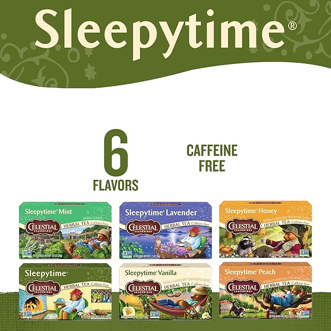 Celestial Seasonings Sleepytime Herbal Tea, Variety Pack - Caffeine Free Sleep Tea, 20 Tea Bags Per Box (Pack of 6)