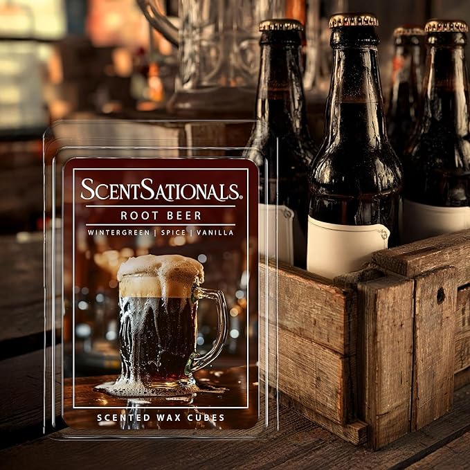 Scentsationals Wax Melts, Wax Cubes Strong Scent – Soda Collection Root Beer – Long Lasting Scented Melts for Warmer, 10oz (24-Cubes)