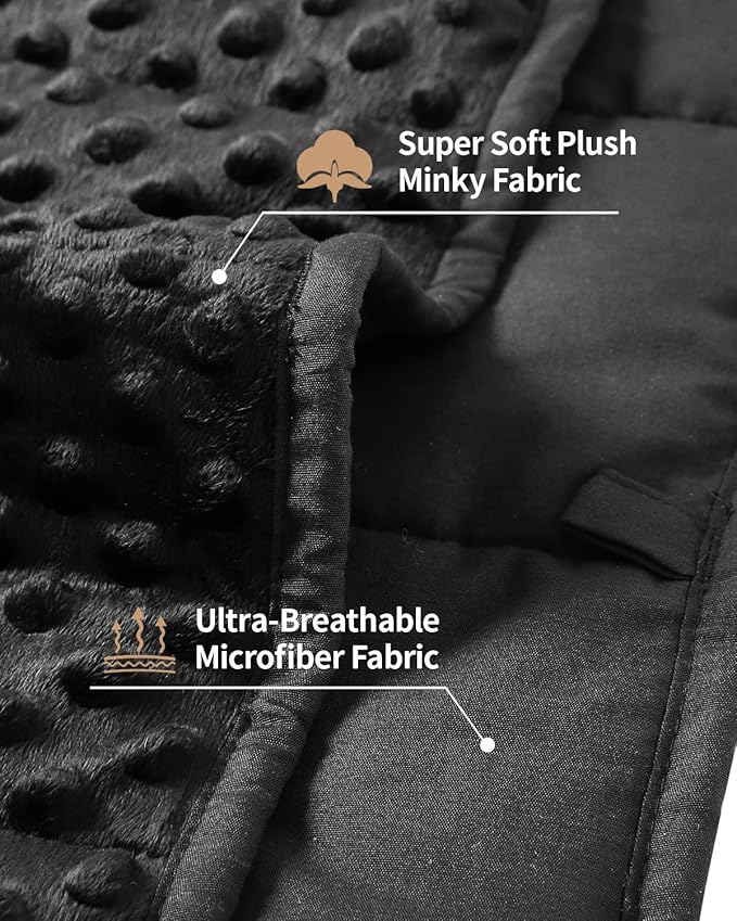 Mr. Sandman Weighted Blanket for Adults, Heavy Blanket for Woman,Man Sleeping/Calm, Soft and Cozy Weighted Throw Blankets, Machine Washable, 48 x 72in, 15 lbs, Black