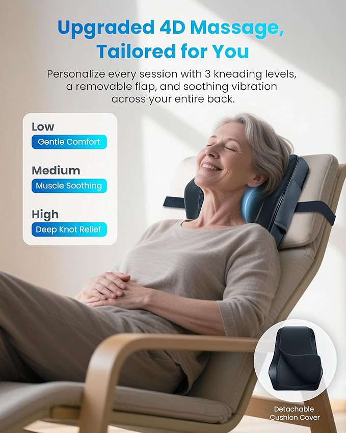 COMFIER Cordless Shiatsu Neck and Back Massager with Heat,Rechargeable Neck Massager for Pain Relief Deep Tissue,Lower Back Massager with Vibration,Massager Pillow for Home Recliner,Gift for Men Women