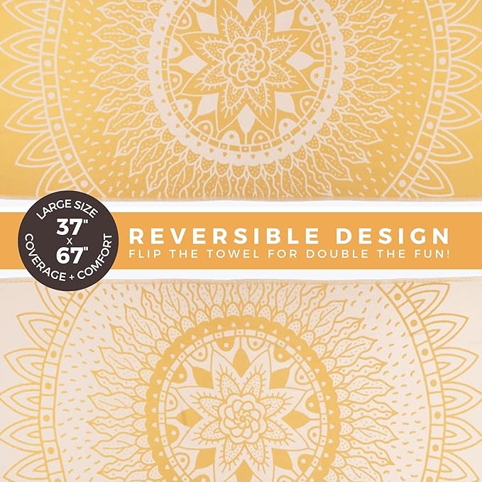 FESHKA Sand Proof Turkish Beach Towel – Oversized, Quick Dry & Lightweight Travel Towel - 100% Organic Cotton Beach Blanket - Perfect for Bath, Pool & Picnic | Sunflower (Yellow)